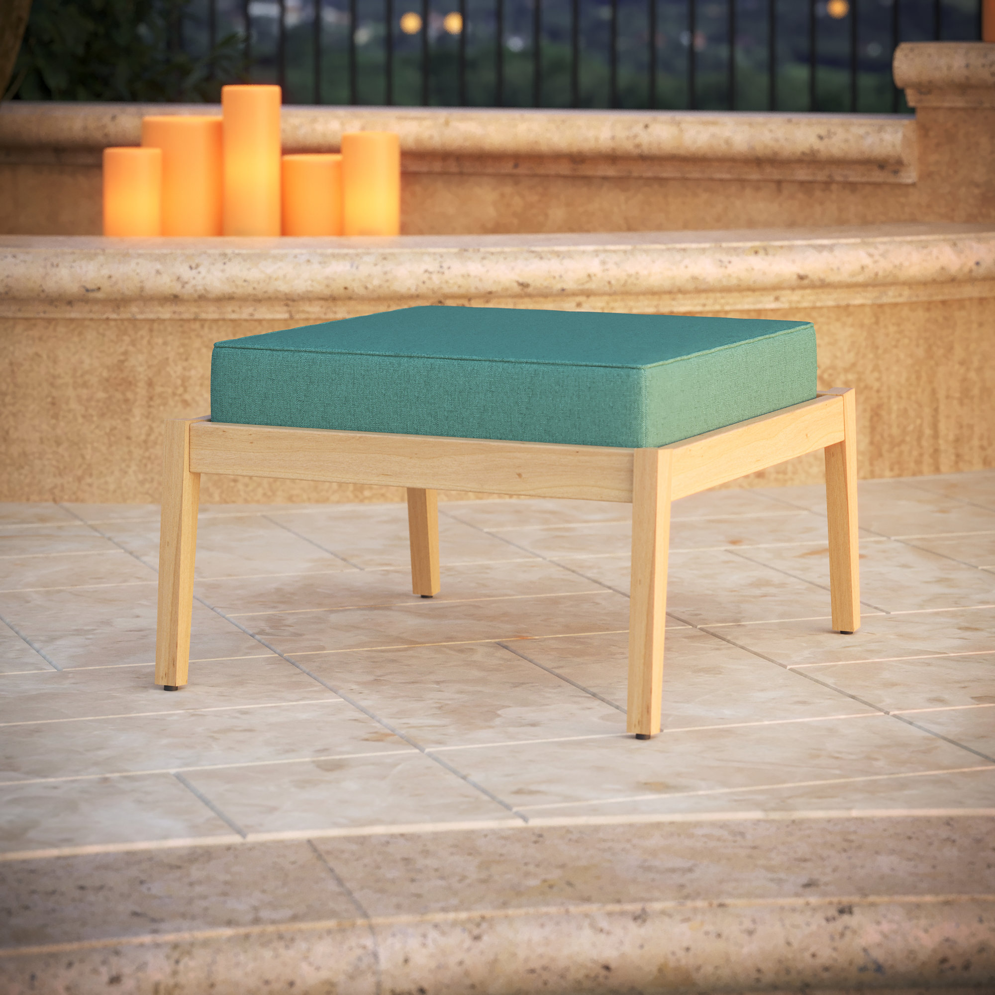 Sunbrella Outdoor Ottoman Cushion, Cast Breeze Sunbrella® Plainweave