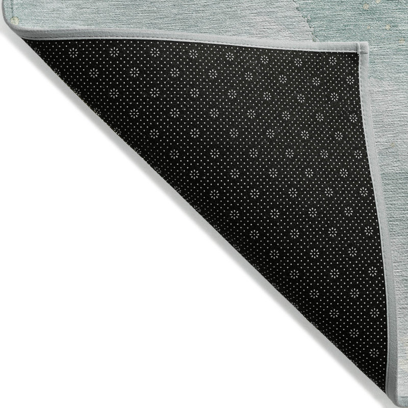 Machine Washable Indoor/Outdoor Claudian ACN1533 Teal Rug, Rectangle 1'8" x 2'6"