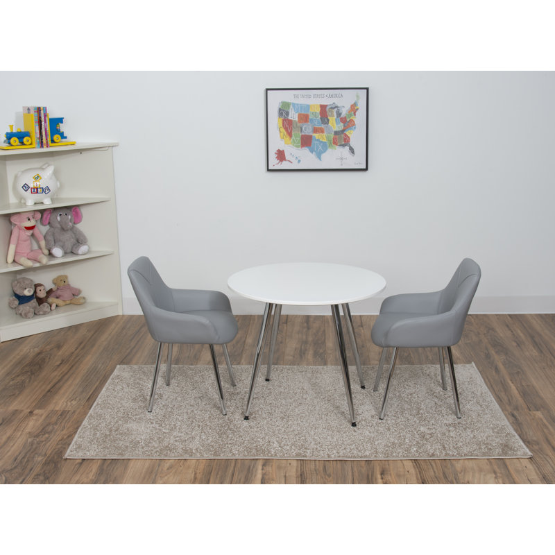 Paz Kids 3 Piece and Chair Set, Gray