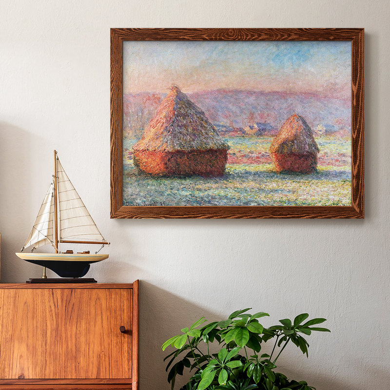 " Haystacks ", 18" H x 26" W x 1.5" D, Maple Framed
