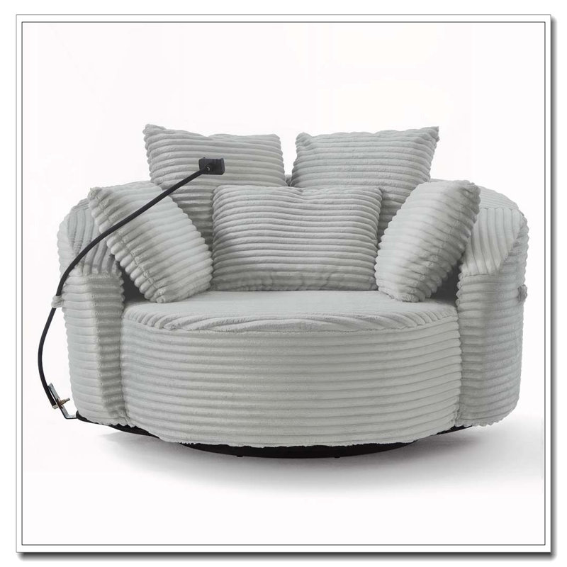 Fauteuil demi-tonneau pivotant à 360 °, Gris clair