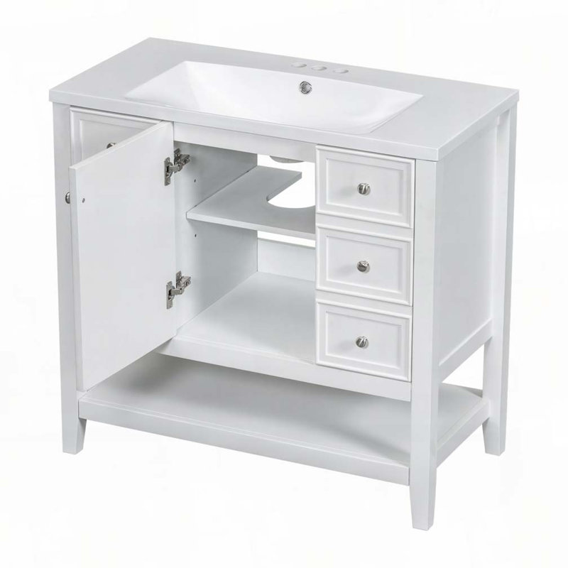 Meuble-lavabo 36 po avec lavabo en céramique, Blanc