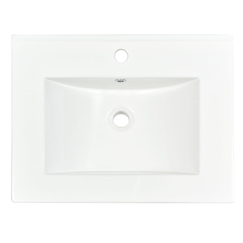 24'' White Ceramic Rectangular Single Vanity Top Sink