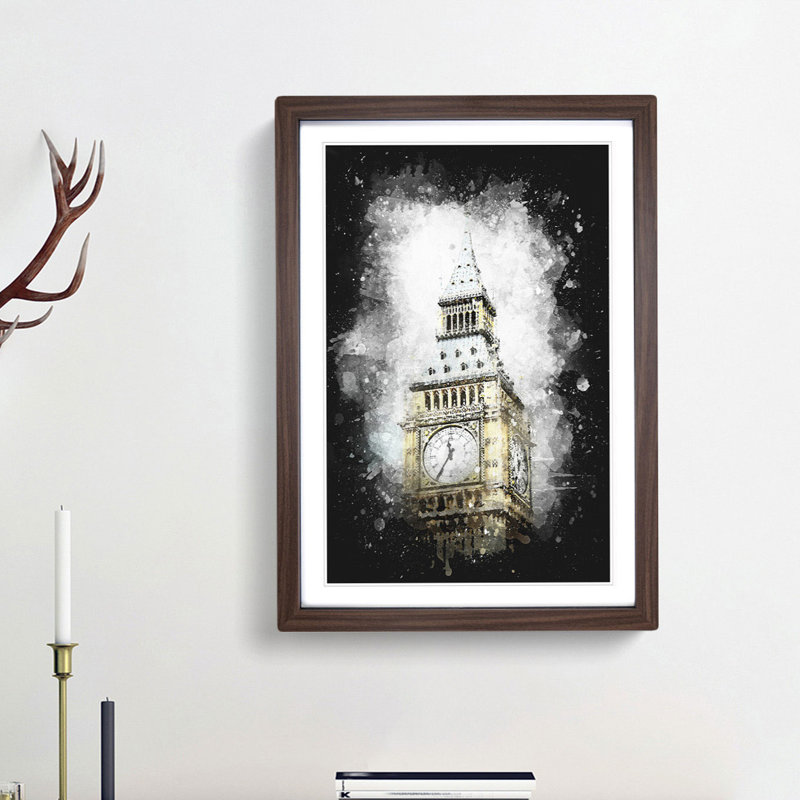 Big Ben - Picture Frame Graphic Art Print, 63cm H x 45cm W x 2cm D, Walnut Framed