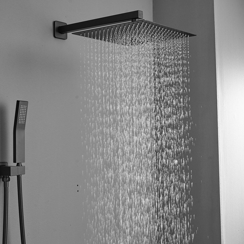 Contemporary Bathroom - Wall Mounted Rain Shower In Black, 304 Stainless Steel, Plating Luxury Ceramic Filler, Surface
