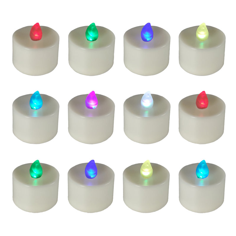 Bougies chauffe-plat à piles - 12 pièces, Multicolore