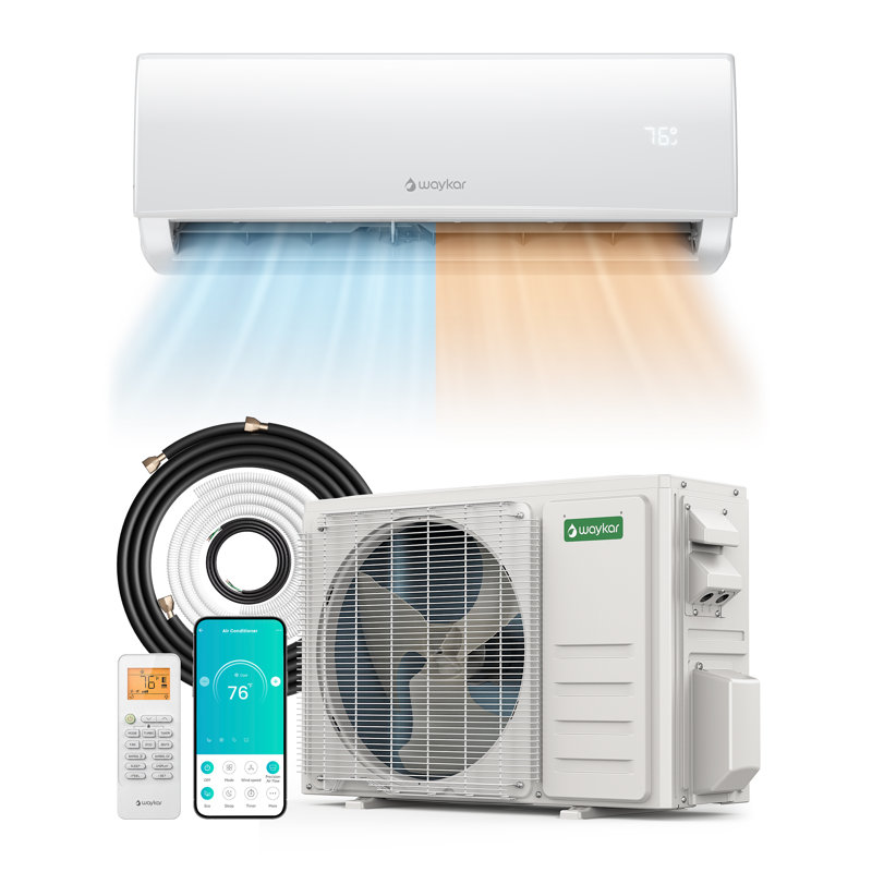 Mini climatiseur / système de chauffage divisé 12 000 BTU WAYKAR, 115 V, SEER2 20, avec contrôle intelligent d'application Wi-Fi, 8 vitesses de ventilateur, pour les pièces jusqu'à 750 pieds carrés Ft