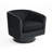 Everett Applewold Upholstered Black Velvet Swivel Barrel Chair with Solid Wood Base-1176152738