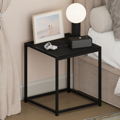 Table de chevet Furinno CAMNUS, table de chevet à structure en métal, table d'appoint Toolless, table de bout, table de chevet, pour salon, chambre à coucher, Americano