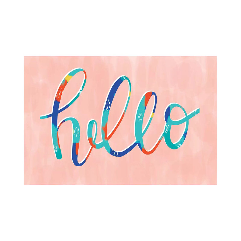 «Hello» par Richelle Garn - reproduction d'art textuel, H 18 po x l 26 po x 1,5 po, Toile tendue, Pas de tapis