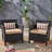 St Patio Chairs Pair - Waterproof Fabric Brown + Tan Fashionable Seating 2pcs Pe And Iron Elegant