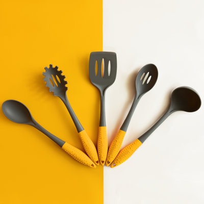 Deiss Pro 5-Piece Nylon Kitchen Utensil Set - Safe for Non-stick Cookware