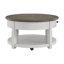 Table basse ronde avec tiroir et roulettes