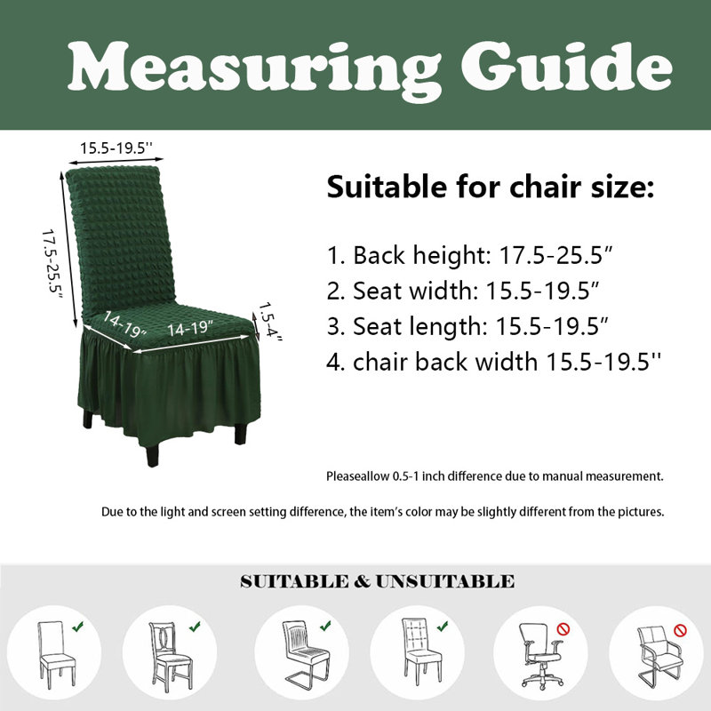 Housse pour chaise de salle à manger, housse extensible de chaise lavable avec jupe, ensemble de 4, Vert
