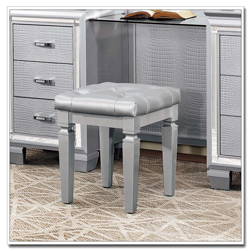 Tabouret de coiffeuse 1 pièce Modern Glam Luxury, Grey/Silver