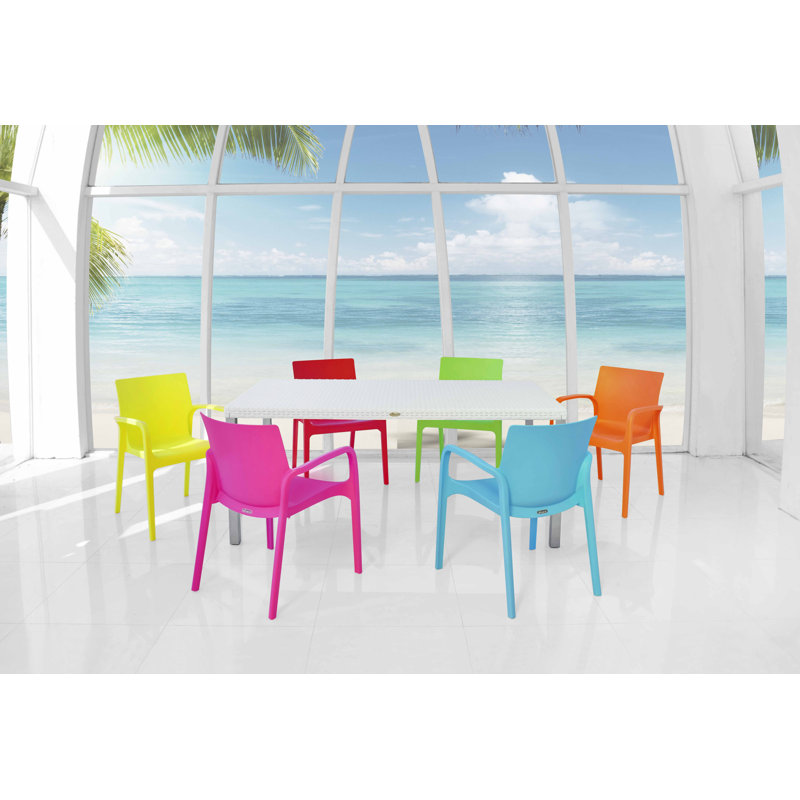 Alissa Resin Stacking Patio Dining Armchair, Red