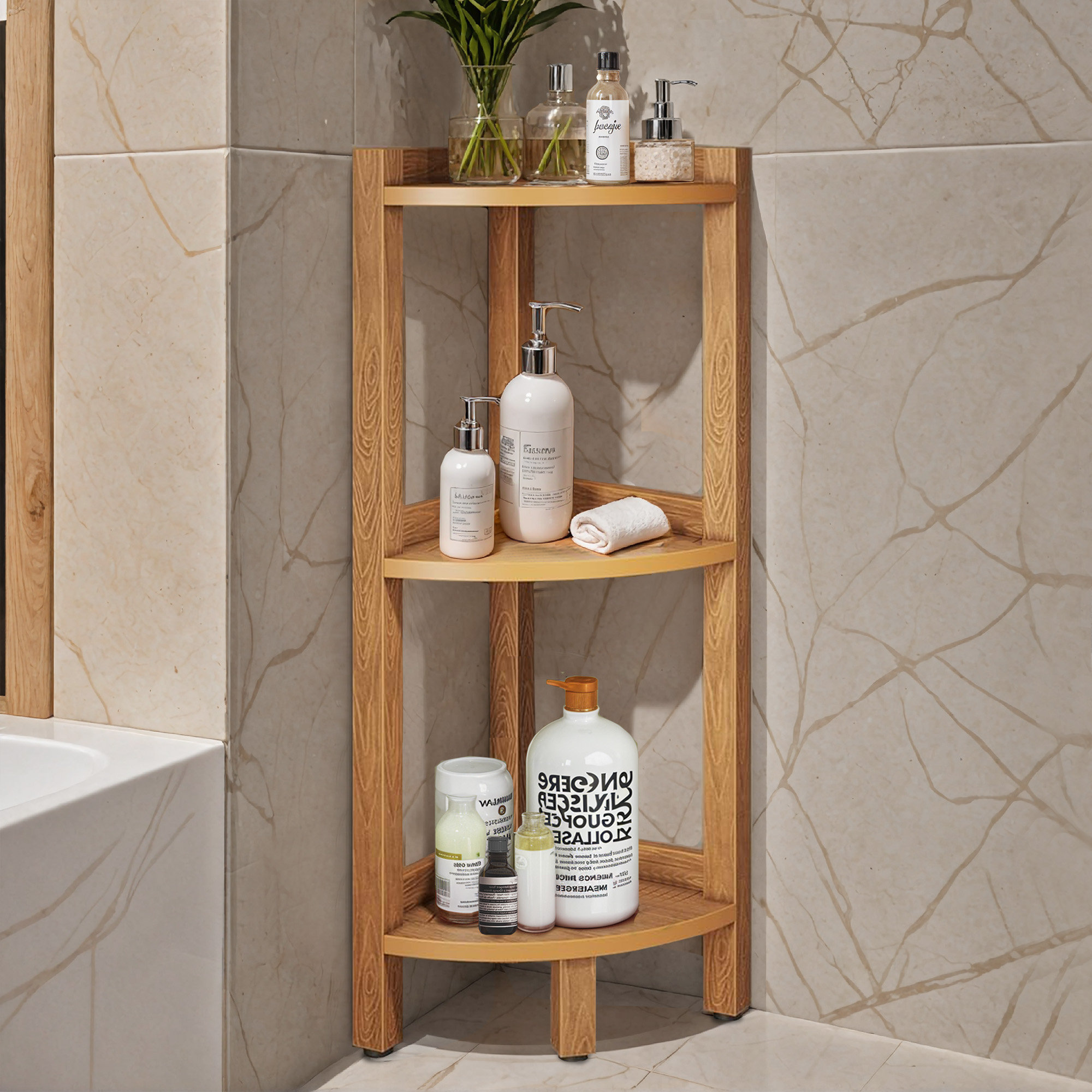 Étagère De Douche Adhésive En Inox - Pour Coin Salle De Bain/baignoire - Moderne