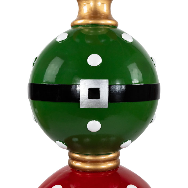 Ball Finial With Bell Base Commercial Size Christmas Decoration - 65" - Red And Green