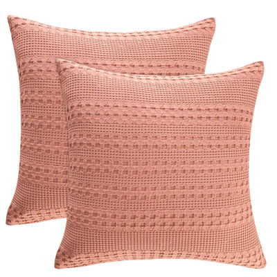 PHF Waffle Weave Pillow Covers , 2 Pack 100% Cotton Square Pillow Shell for Bedding Decor, No Insert