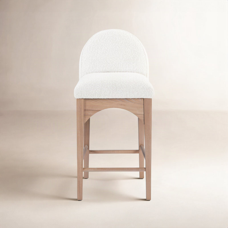 Tabouret de comptoir Waldorf, Naturel, Chenille crème