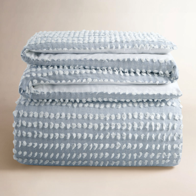 Blinn 100% Cotton Set, Denim Blue, Queen Duvet Cover + 2 Standard Shams