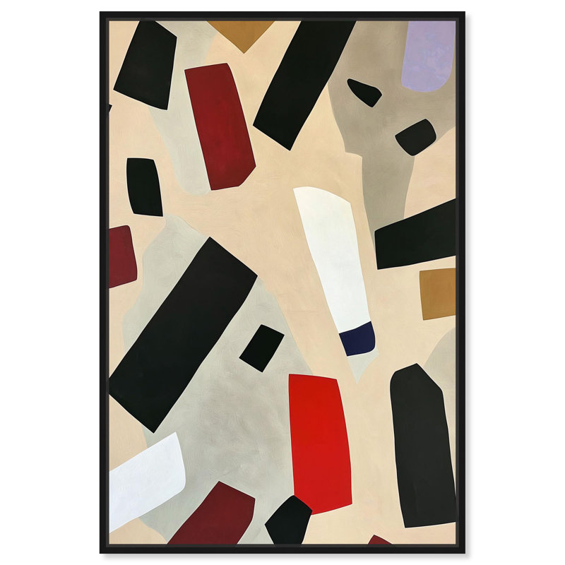 «Mindscape Mosaic III», toile abstraite moderne par , H 37 po x l 37 po, Cadre flottant noir