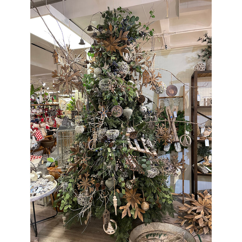 Ornements en forme de flocons de neige en bois de sapin de 17,7 po - ensemble de 2 pour arbre de Noël et décoration murale