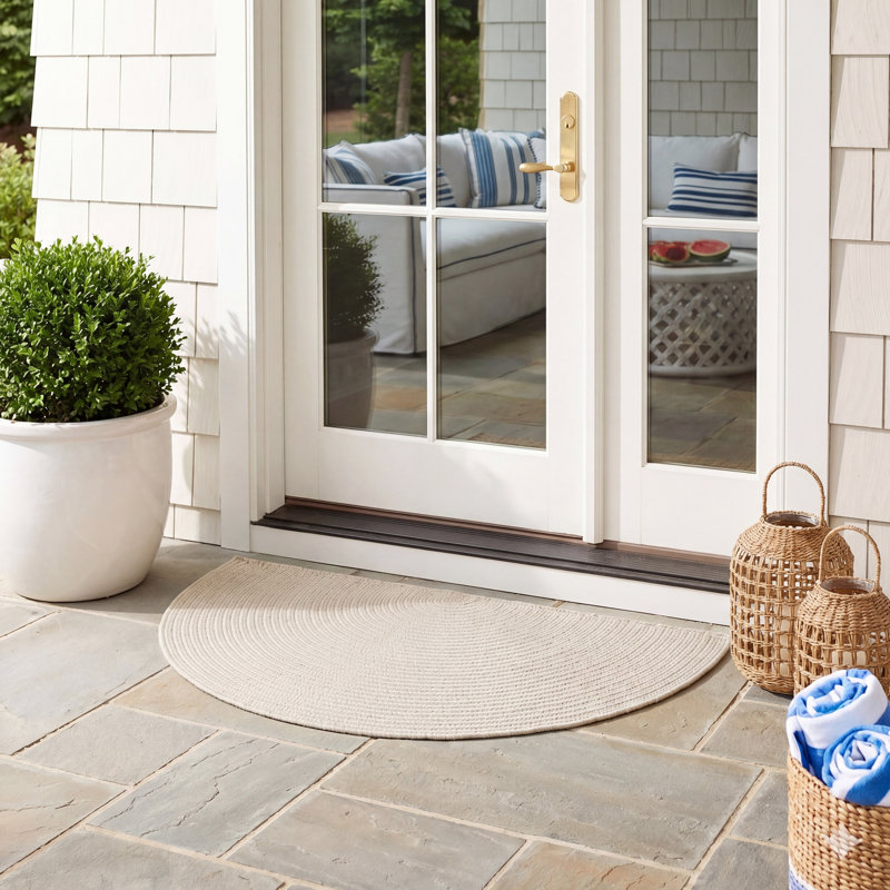 Tapis d'intérieur tissé à la main Amaya, Demi-cercle 2 pi 0 po x 4 pi 0 po