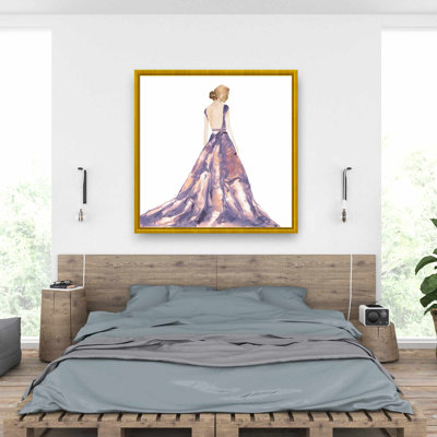 Purple Prom Dress - Illustrative Purple Framed Canvas Decor