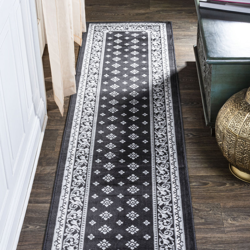 Tapis noir / gris Jaiden, Tapis de couloir 2 pi x 8 pi