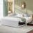 Twin Size Upholstered L-Shaped Upholstered Daybed with Pop Up Trundle, Beige-740657592
