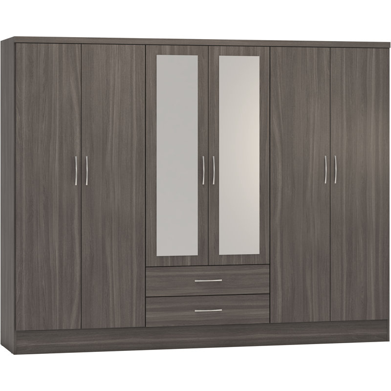 Cascio 6 Door Wardrobe, Black Wood Grain