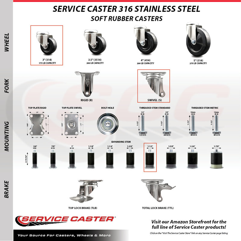 Ensemble de roulettes extensibles en caoutchouc souple
