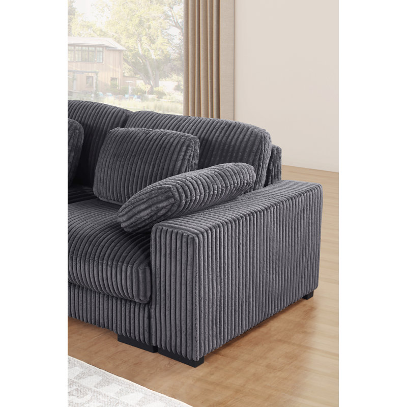 Canapé modulaire en velours côtelé de 155,5 po Nadine