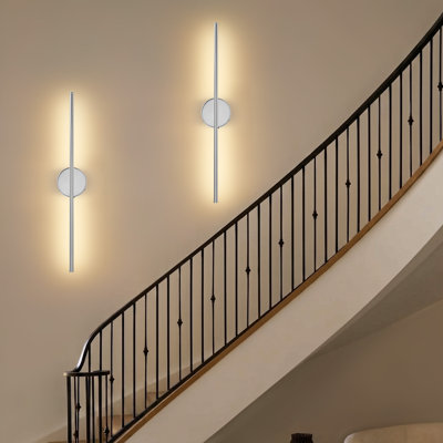 28" Rechargeable Wall Sconces Set of 2 with Remote Control, Dimmable/ 3000K Warm White/ 350° Adjustable Rotation
