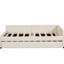 Lit plateforme tapissier beige avec lit gigogne simple - Structure robuste, sans sommier pour une belle chambre à coucher en bois pleine grandeur, espace de détente-972979541