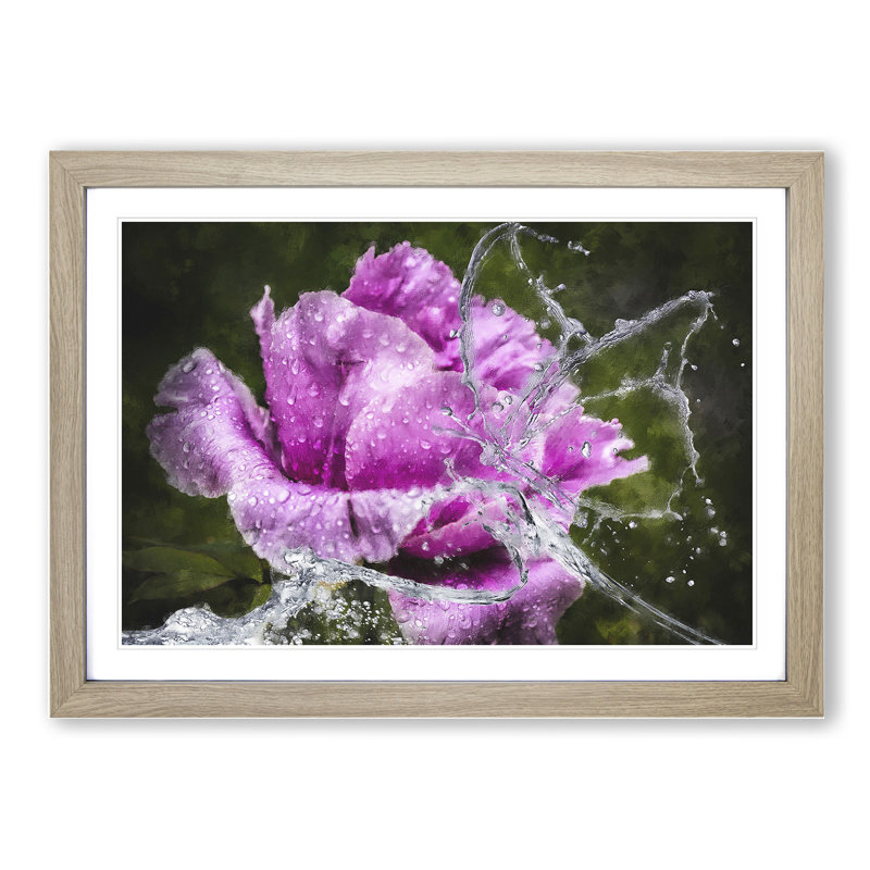 Purple Peony Flower Vol.2 - Picture Frame Painting, 36cm H x 48cm W x 2cm D, Oak Framed