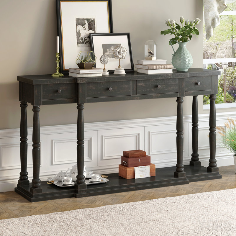 Console Table, 4-Drawer/1-Shelf, Retro - Standard