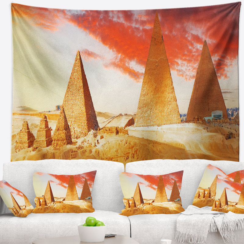 Paysage des grandes pyramides à la tapisserie de gizeh, H 32 po x l 39 po