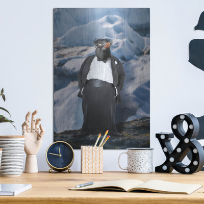  'Penquin Tuxedo' by John Hovenstine Metal Wall Art, 12" x 16"