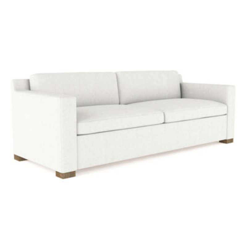 Causeuse Mercer, H 33,5 po x l 72 po x P 39 po, Velours moelleux blanc, Patiné