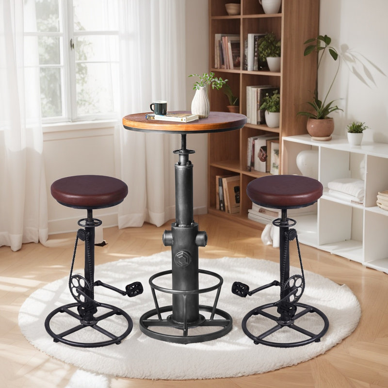 Ensemble de table de pub rustique 3 pièces avec tabourets de bar pour la cuisine, salle à manger 5FA8DB1C38E248FCA658B463C0F41AF7