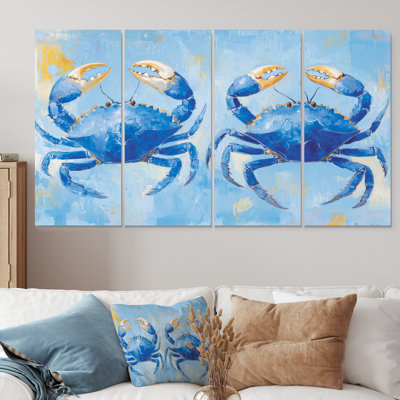 Bataille de crabe côtier bleu - ensemble d'art mural sur toile crabe
