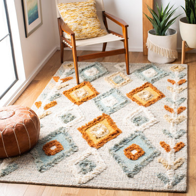Macy Handmade Tufted Wool Gray/Blue Rug