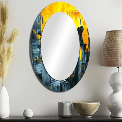 Miroir mural ovale jaune et gris Dream Fragments III