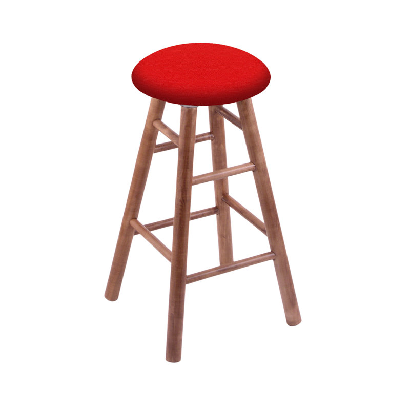 Swivel 30" Bar Stool, Medium Maple, Canter Red