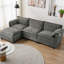 Canapé modulaire en L en chenille avec repose-pieds et coussins de rangement avec accoudoirs, canapé Cloud pour le salon, le bureau et les espaces spacieux, canapé modulaire à 3 places avec mousse à double densité-1334426471