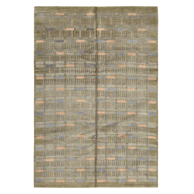 Hand Knotted Wool Area Rug in Multi
