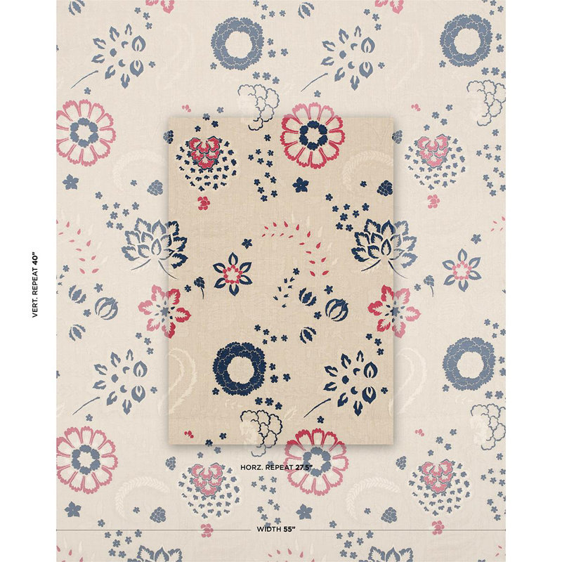 Alessia Floral Fabric, Parchment