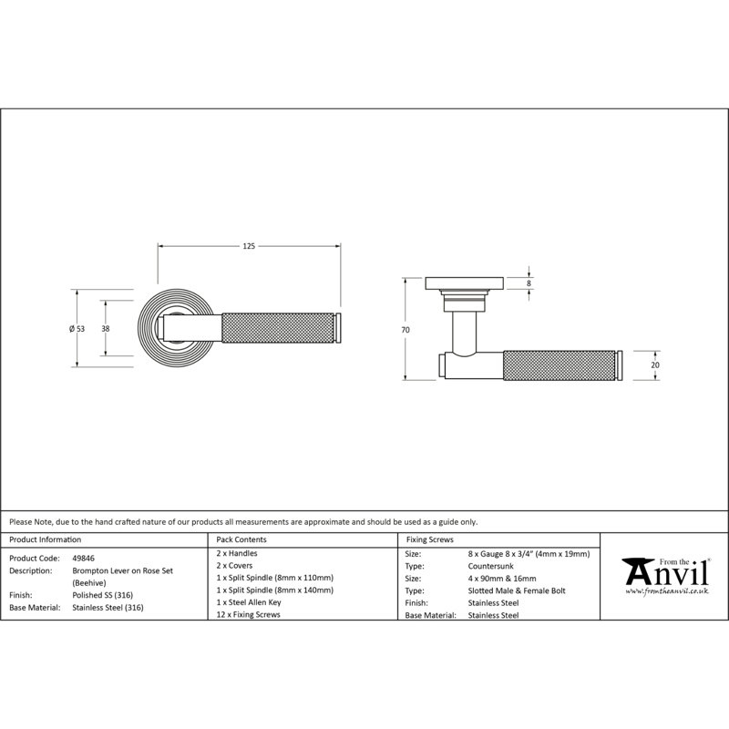 Single Dummy Door Handle, Polished Marine